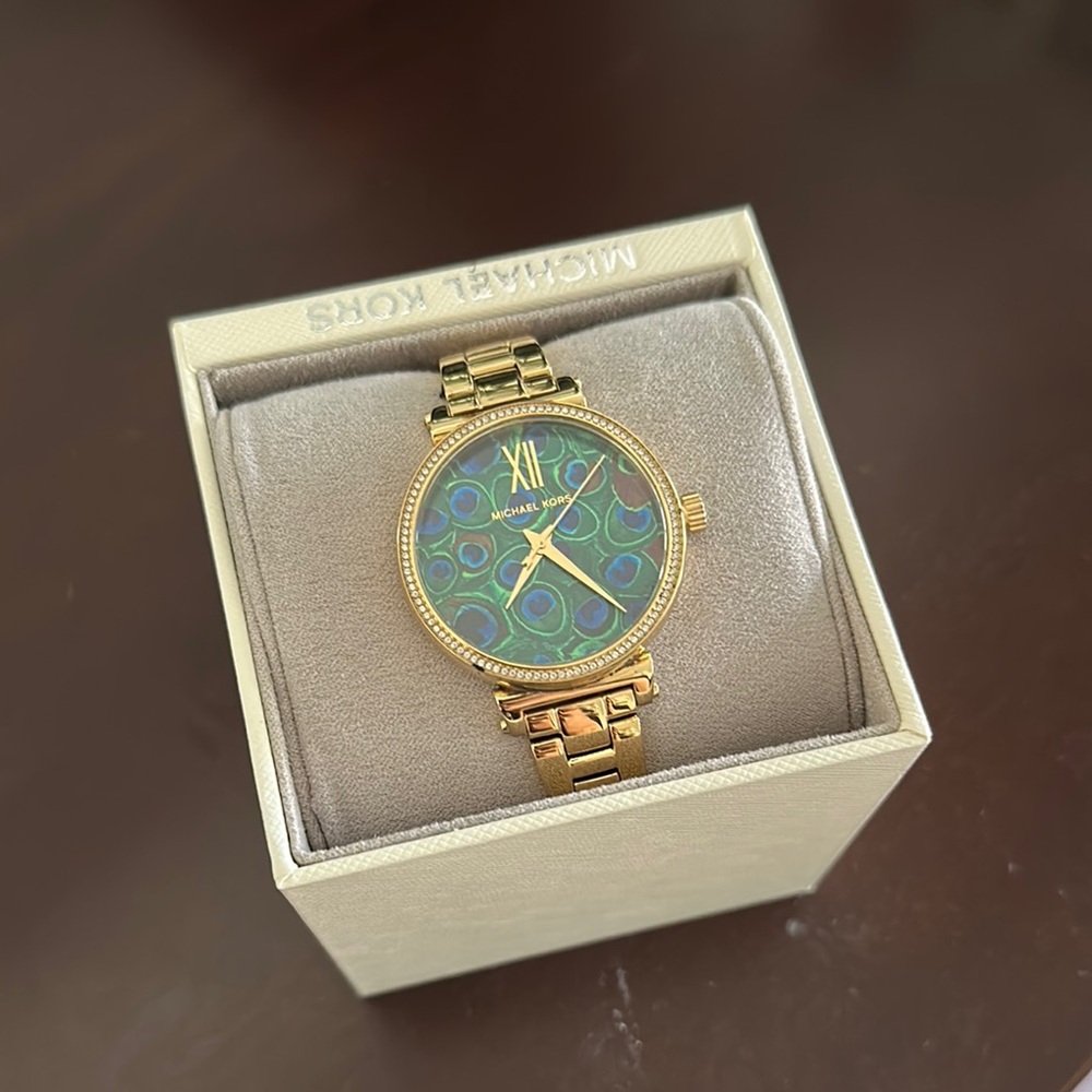 Michael Kors Gold Watch with Blue and Green Dial